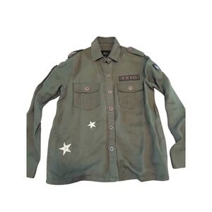 Rails Womens Collins Military Shirt Jacket Olive Green Star Patch Utility XS